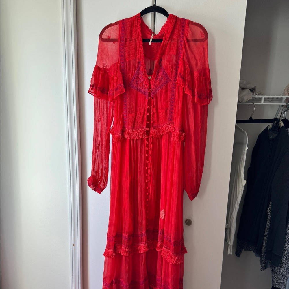 Free People Long Red Dress Fits like XL